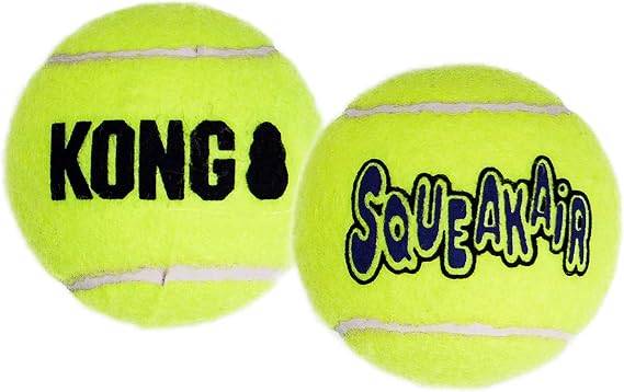 KONG - Squeakair Balls - Dog Toy Premium Squeak Tennis Balls, Gentle on Teethls - For X-Small Dogs (3 Pack)