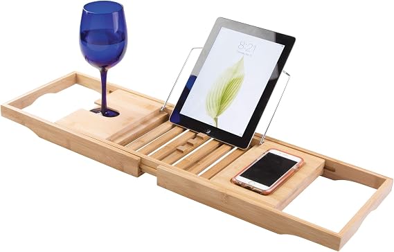 InterDesign バスタブトレー バスタブラック バステーブル ブックスタンド付き お風呂用 バスグッズ 伸縮式 Formbu ナチュラル 86300EJ