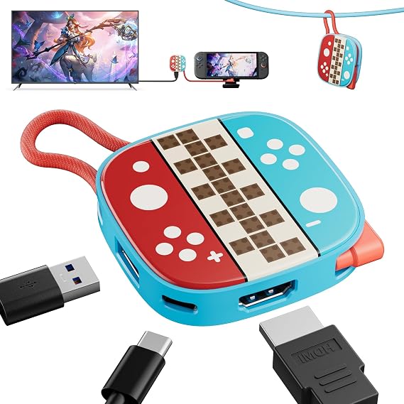 Switch2用TVドック、Switch/Switch OLED/Steamデッキ/MacBook用ドッキングステーション、ポータブルTVアダプターとトラベルドック、Nintend0スイッチ2対応、4K@60Hz HDMI 2.0、100W PD、USB 3.0に対応。