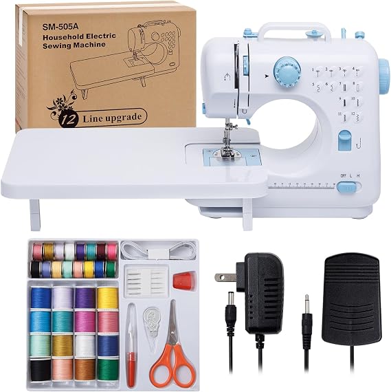 Sewing Machine 505 for Beginners with Expansion Table Large Heavy Duty Sewing Machines for Adult and Kids Ages 8-12 Easy Sewing with Foot Pedel 12 Builit-in Stitches