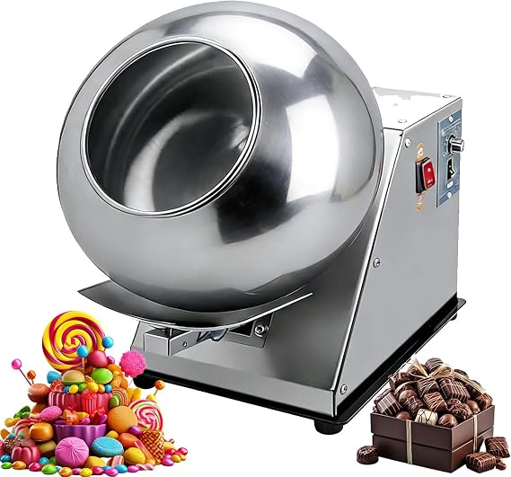Chocolate Coating Machine - Small Commercial Sugar Panning with Polishing & Drying for Nuts, Peanuts & Candies - 2-6 kg/h Mini Countertop Coater