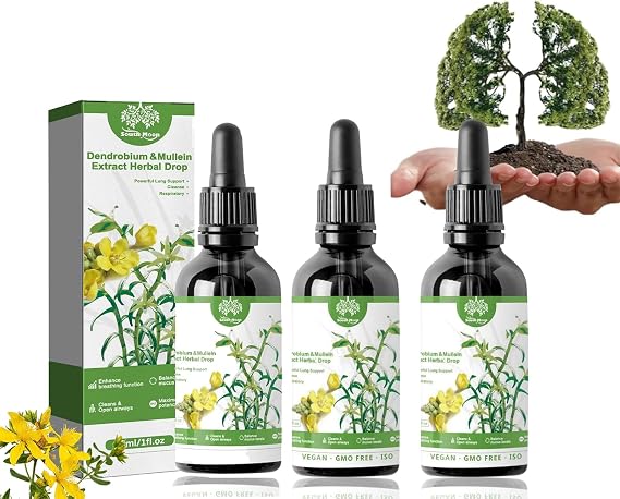 Clearbreath Dendrobium & Mullein Extract Drops, Powerful Lung Support & Cleanse & Respiratory, Herbal Body Care Essence, Lung Cleanse for Lung Health, Clear Breath (3pcs)