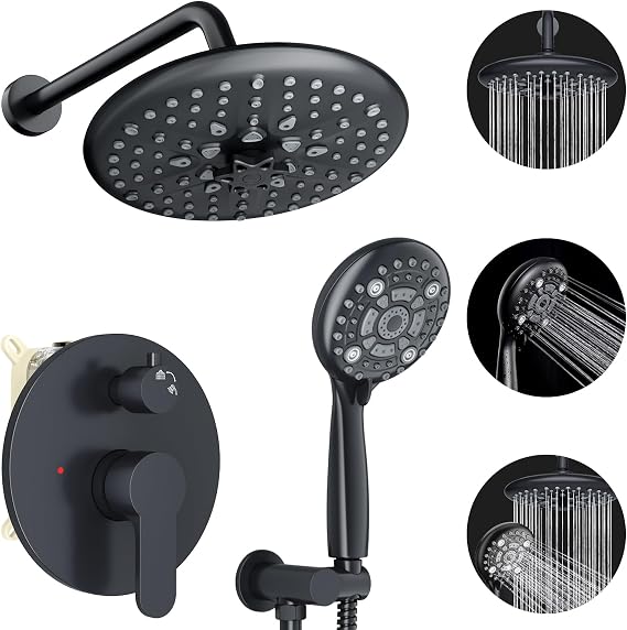 EMBATHER 10'' Shower System with Handheld & Trim Kit, Matte Black