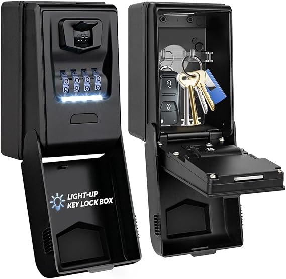 Key Safe with Illuminated Number Code Outdoor Key Safe Waterproof Robust Key Box Large Key Box Weatherproof Key Safe for Home Garage School Office