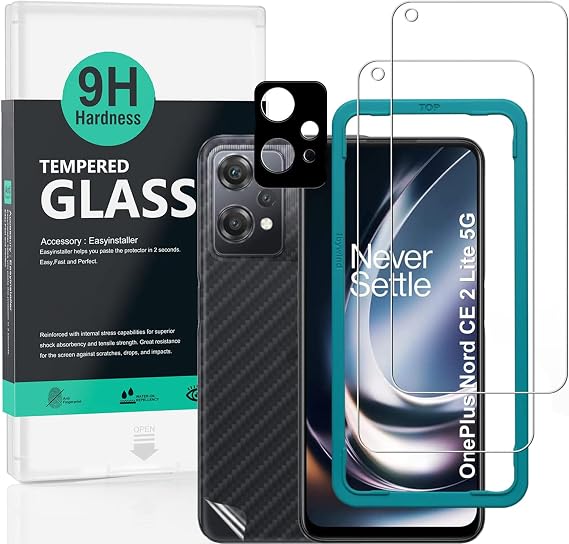 Ibywind Screen Protector For Oneplus Nord CE 2 Lite 5G 6.59"[2 Pack],9H Hardness Tempered Glass,With 1Pc Camera Lens Protector,Easy to Install