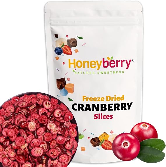 Freeze Dried Cranberry Slices 100g - No Added Sugar, 100% Natural, Gluten Free, Vegan Friendly