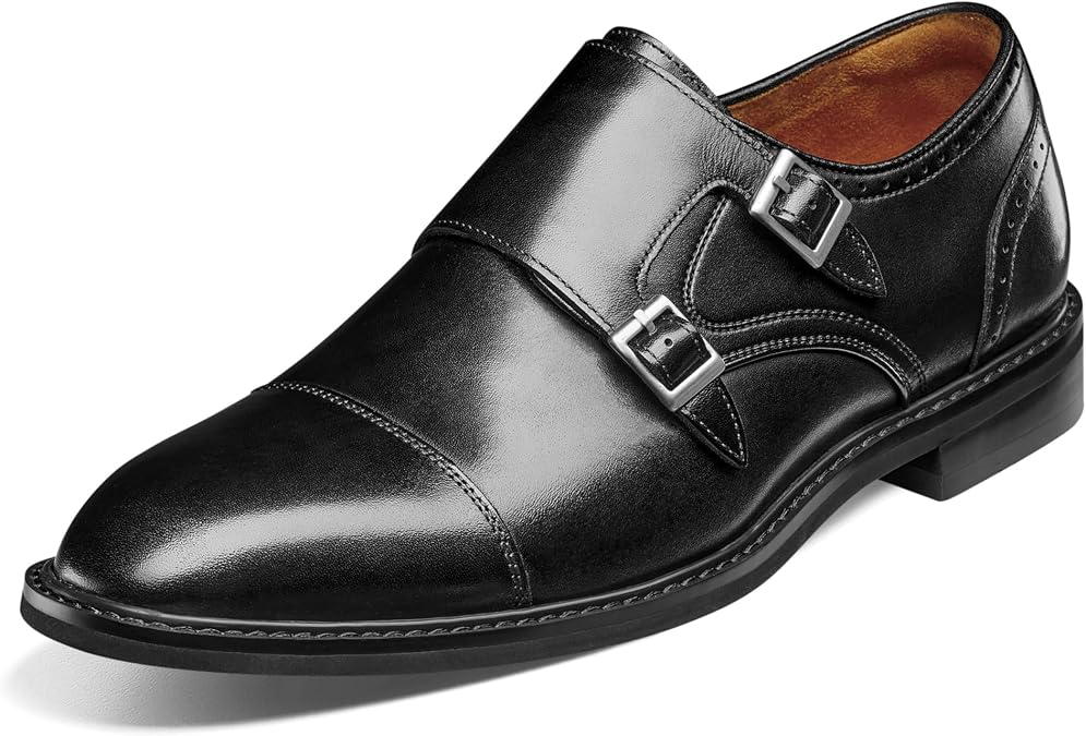 Stacy Adams Boswell Monk Toe Double Strap, Black, 43 EU