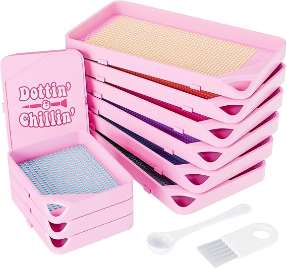 ARTDOT 10-Piece Interlocking Diamond Art Trays Kits for Adults, Stackable Diamond Painting Accessories and Tools(Pink)