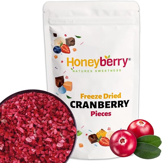 Freeze Dried Cranberry Pieces 100g - 100% Natural, No Added Sugar, Gluten Free, Vegan Friendly