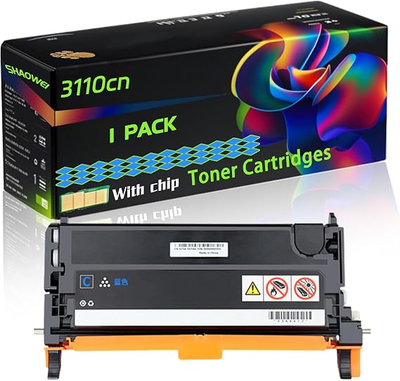 3110cn Compatible for Dell Toner Cartridges 593-10170 593-10171 593-10172 593-10173 3110 3115 3110cn 3115cn Printers, High Yield Alternatives Reliable Printing (Cyan)