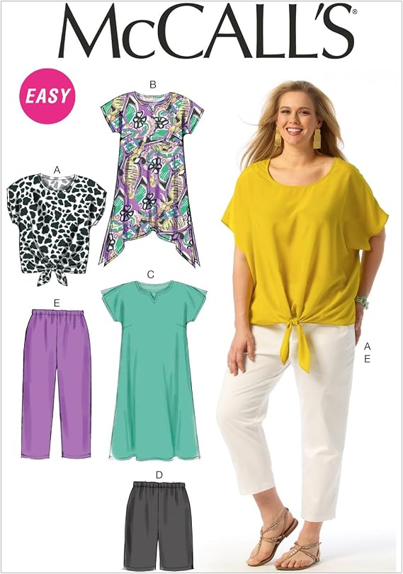 McCall's Patterns MC6971 RR Sizes 18-20 - 22-24 Womens Top Tunic Dress Shorts and Pants Tan