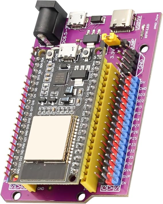 Binghe ESP Development Board with CP2102 Chip, ESP-32D Microcontroller 38Pin Micro USB + ESPS Purple breakout board 38Pin ESP-S burner clip, Compatible with Arduino
