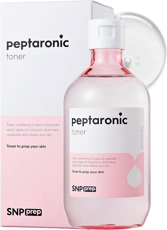 SNP Prep Peptaronic Toner Korean Facial Toner with 6 Peptides and 5 Types of Hyaluronic Acid - Anti-Aging Hydration for Dry and Sensitive Skin, K-Beauty, 320ml