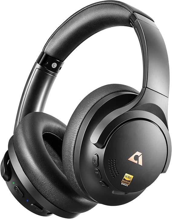 1Mii Y8+ Noise Cancelling Headphones Bluetooth 6.0 Over-Ear Wireless, Black