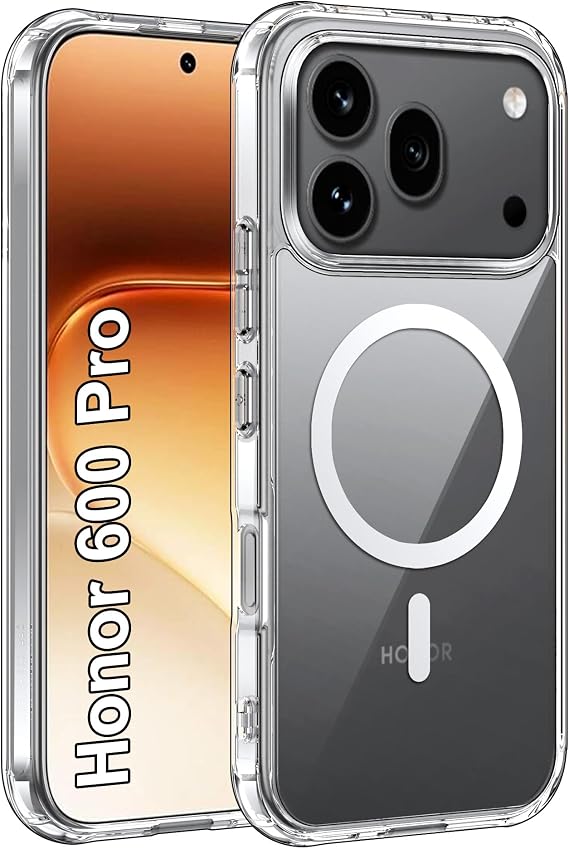 Fitudoos Honor 600 Pro Case, MagSafe Compatible, Shockproof Mobile Phone Case, Anti-Yeling, Anti-Oil and Anti-Scratch Cover - Transparent