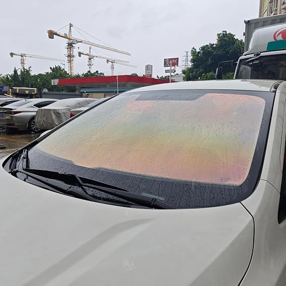 84% VLT Car Tinted Window Film, Rainbow Chameleon Windscreen Foils, Nano Ceramic Solar Protection Film, Clear to Violet Orange Color Change Front Window Tint (1mX3m 39"x118")