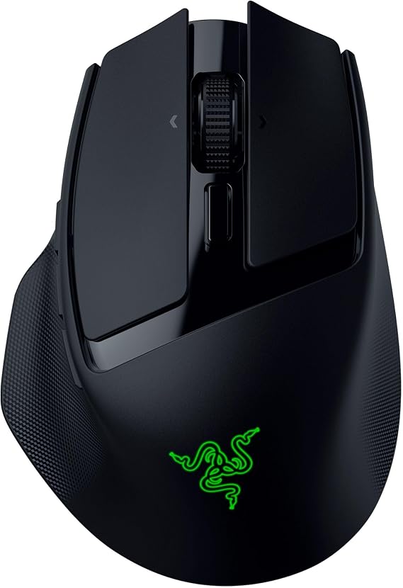 Razer Basilisk Mobile - Small Portable Ergonomic Wireless Gaming Mouse - AI Prompt Master - Focus X 18K Sensor (Tri-Mode Connectivity, Up to 105 Hour, Mouse Switches Gen-3) Black