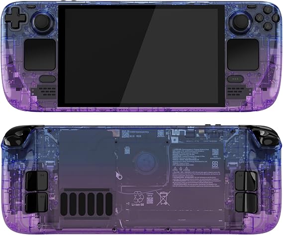 eXtremeRate Replacement Full Set Housing Shell with Buttons for Steam Deck OLED Handheld Console, Custom DIY Gradient Translucent Bluebell Faceplate Back Plate Trackpad Case for Steam Deck OLED