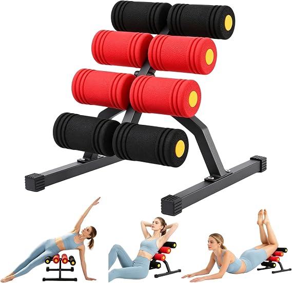 Mini Inversion Table Foldable Exercise Equipment for Home Gym Back Extension & Ab Workouts with Resistance Bands Lower Back Trainer