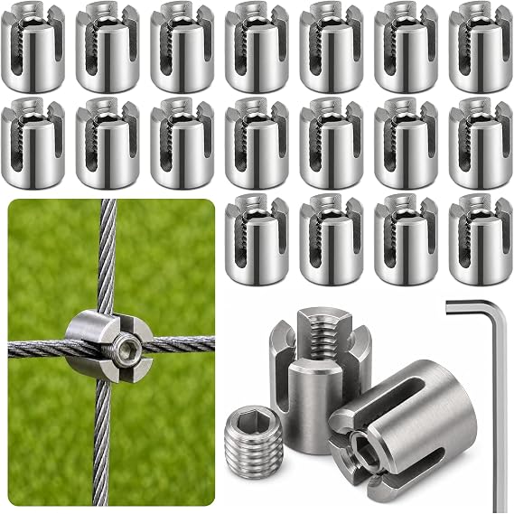 Cable Cross Clamps for 1/8" Wire Ropes, 20pcs Heavy Duty Kit