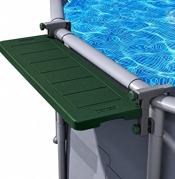 POOLHACKER [Original] Poolside Bar Table for Above-Ground Pools, Foldable Swim-Up Bar with Ultra-Stable Clamp System, Weather-Resistant, Quick-Install Poolside Table for Drinks & Snacks