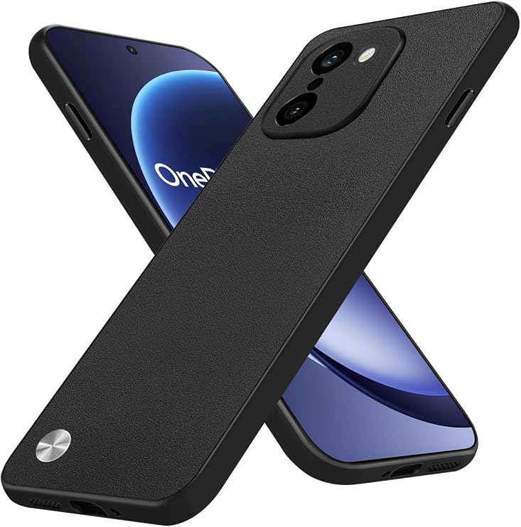 for OnePlus 15R 5G Case, Anti-Slip Anti-Fingerprint Matte Leather Textured, Camera Full Protector, Slim Fit Soft TPU Shockproof Durable Drop Protection Cover for One Plus 15R (Black)