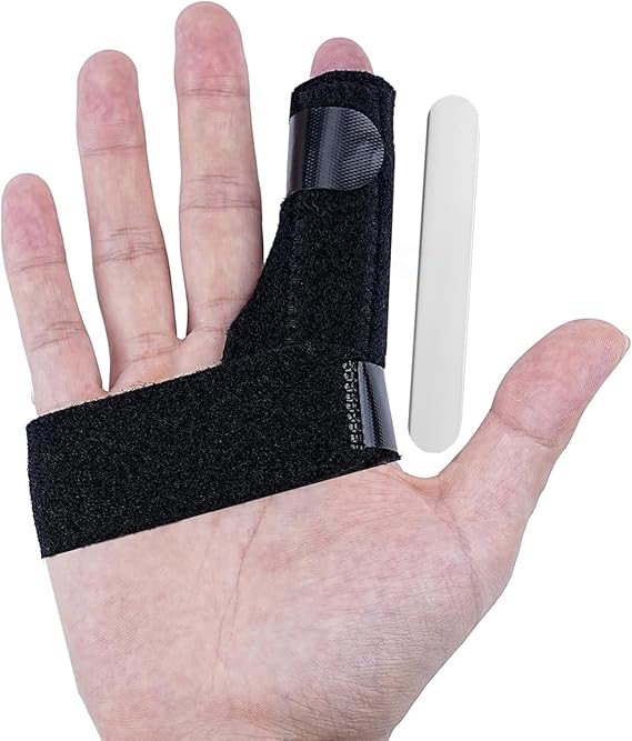 Trigger Finger Splint, Finger Brace Support Stabilizer for Arthritis, Injury & Sprain, Broken & Mallet Finger, Knuckle Immobilization - Fits Index, Middle, Ring, Pinky Finger, Black