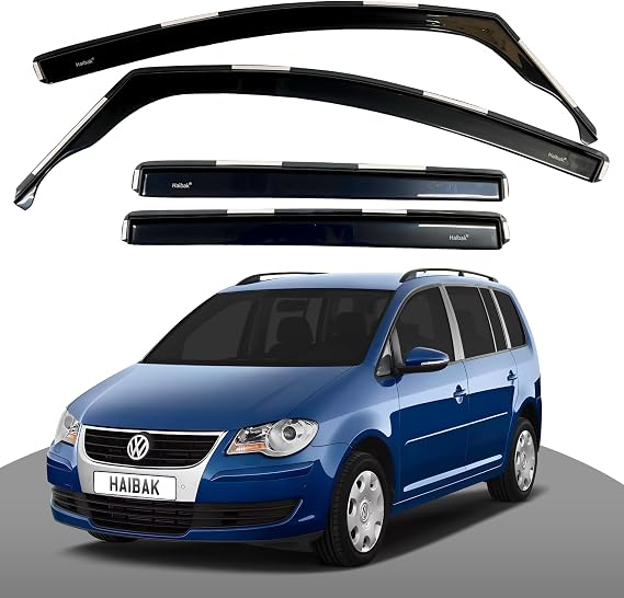 Haibak Wind Deflectors Set Compatible With VW Touran MK1/MK2 2003-2015 | 5 Door MPV | 4pcs Tinted Side Window Deflectors | In-Channel Fitment