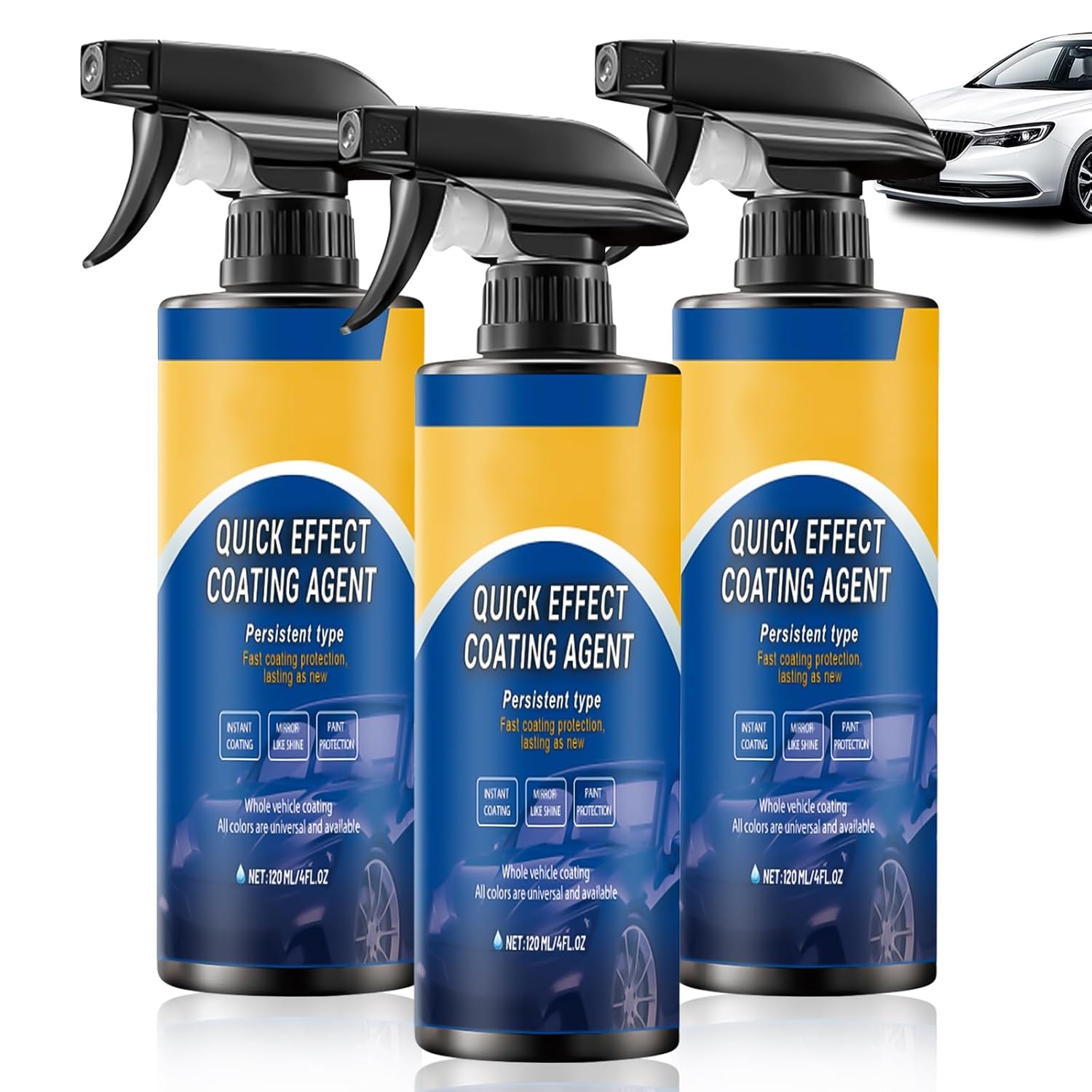 Quick Effect Coating Agent for Car, 3 Pieces Car Coating Spray, Multifunctional Quick Action Coating, Car Scratch Remover, Coating Spray Car Paint, Waterproof, Oil-Proof