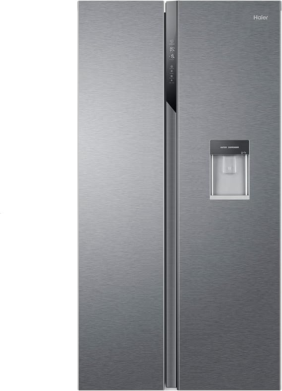 Haier SBS 90 Series 3 HSR3918EWPG Side by Side Refrigerator with Water Dispenser, American, Opening 90 Degrees, Inverter Motor, Width 90 cm, Capacity XXL 521 L, Total No Frost, Class E [Energy Class E]