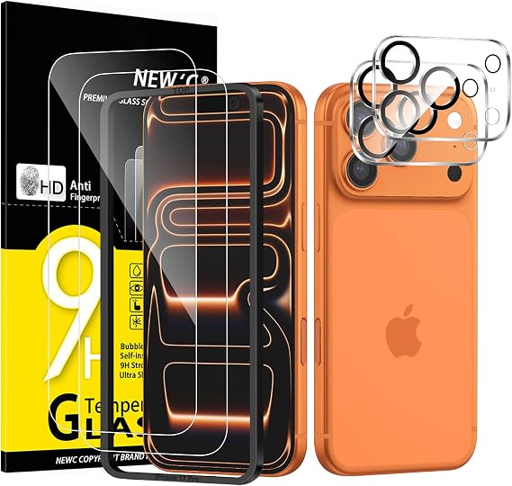 NEW'C Screen Protector for iPhone 17 Pro + Camera Protector