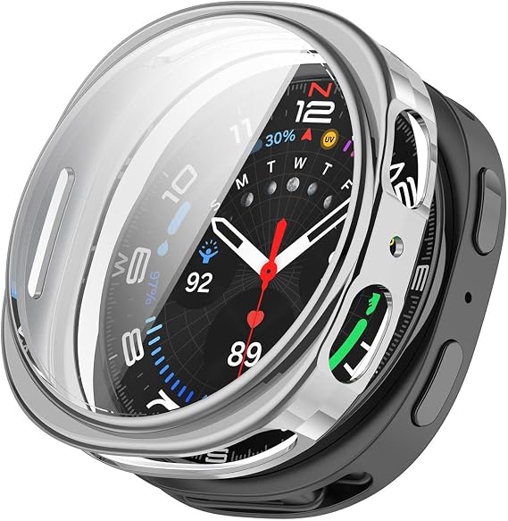 Microsonic Samsung Galaxy Watch 8 40mm için Kılıf Ekranı Tam Kaplayan 360 Full Round Soft Silicone Gümüş [Galaxy Watch 8 40mm ile Uyumlu Kılıf - Gümüş]