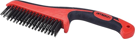 Amtech - Multi-Purpose Wire Brush for Cleaning Parts, Removing Rust, and More, Easy to Use with Ergonomic Handle, Home DIY, Durable and Long Lasting Steel Bristles