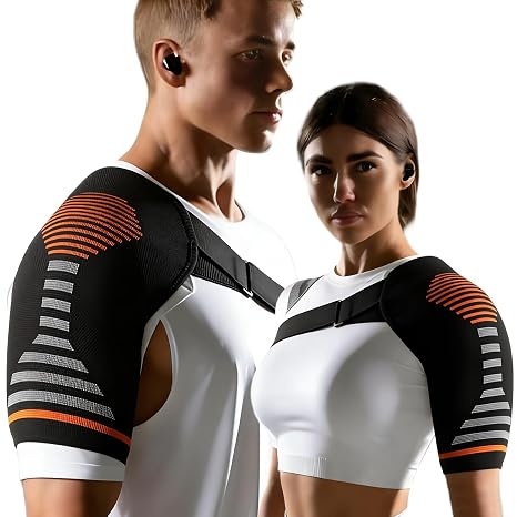 Shoulder Support Brace for Men & Women Orange for Discomfort Relief & Muscle Relaxation, Easy to Wear & Remove 1 PCS (S/M)