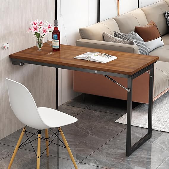 Wall mounted dining table,Wall Mounted Drop Leaf Folding Table for Desk - Wall Mounted Folding for Kitchen,Wooden Wall Mounted Folding,Suitable for Dining Room,Bedroom(100×60×75cm)