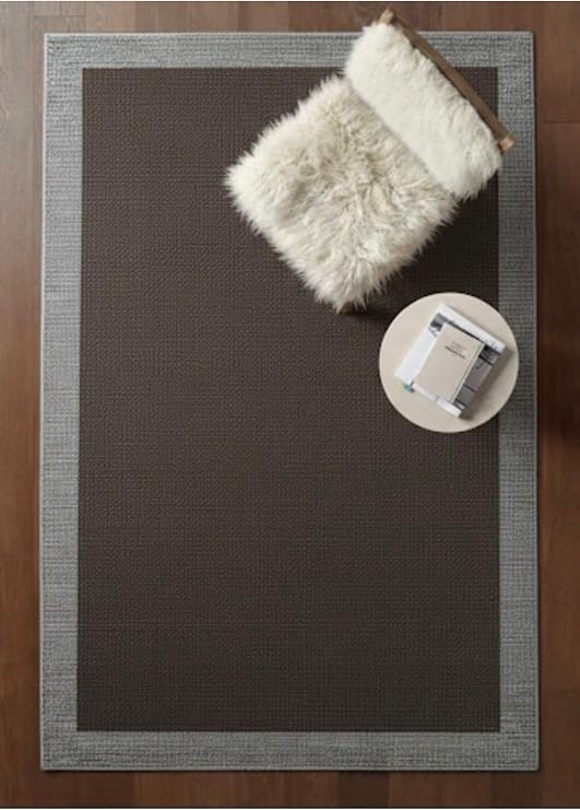 Lüks Sisal Makine Dokuması 8mm Dokuma Tabanlı Mutfak Balkon Halısı, Kahverengi-Gri, 60 x 100