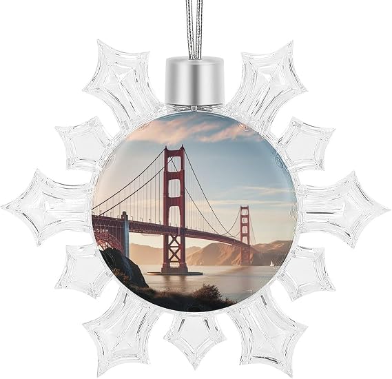 3D Snowflake Golden Gate Bridge Ornaments 2025 Shatterproof Christmas White Snow Flakes Decorating Hanging Ceiling Frozen Winter Wonderland Party Holiday Birthday New Year Home Decor