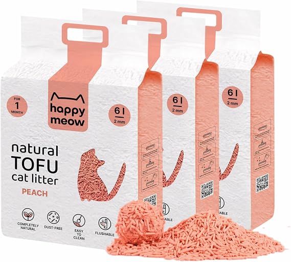 Tofu Cat Litter (18L/7.5kg) - Natural and Biodegradable - Instant Binder, Low Powder, Durable Odor Control, Ultra Absorbent, Disposable in the Toilet (Peach)
