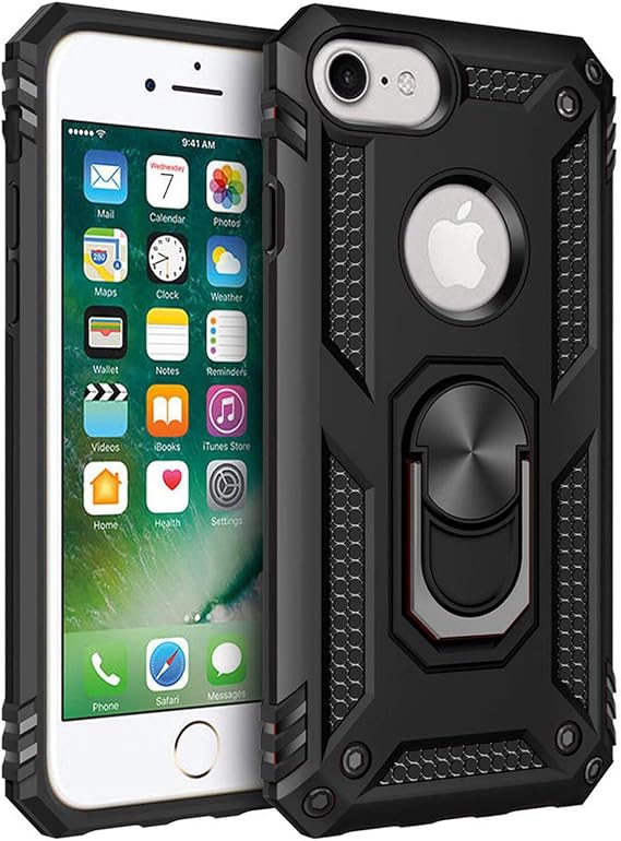 Microsonic Apple iPhone 6 için Kılıf Military Ring Holder Siyah [iPhone 6 ile Uyumlu Kılıf - Siyah]