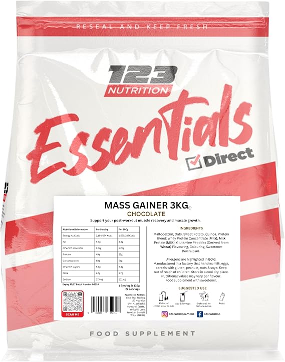 Mass Gainer, Weight Gain Protein Powder, 3kg (3kg, Chocolate)