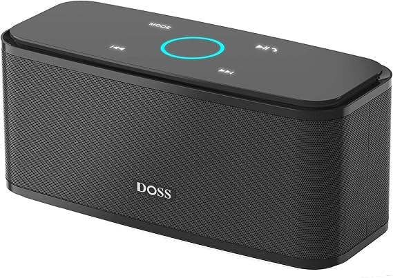 DOSS SoundBox Touch Wireless Bluetooth Speaker-12W HD Sound with Rich Bass, IPX5 Waterproof, 20H Playtime, Ideal Christmas & White Elephant Gift for Men, Women, Teens, Office, Home, Travel -Black