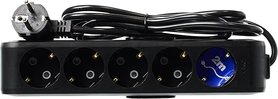 Viko 5Lı 2Mt Topraklı Korumalı Siyah Priz
