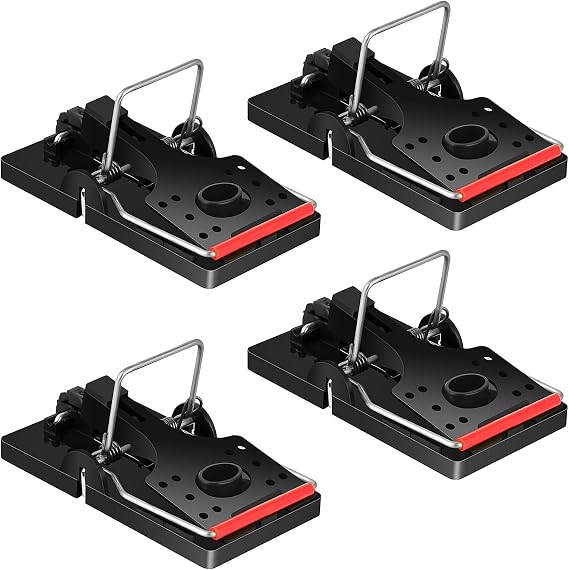 Mouse Traps, 4 Pack Heavy Duty Reusable Snap Traps, Instant Kill