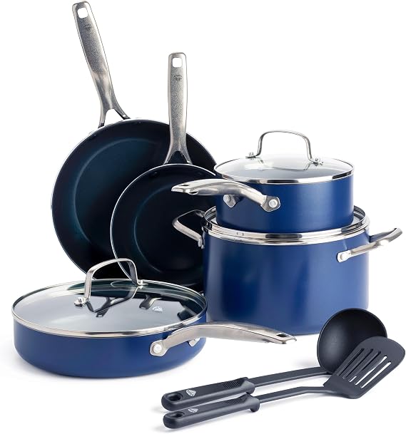 Blue Diamond Cookware CC001602-001 Diamond-Infused, Aluminum Ceramic Non-Stick Coating, Blue