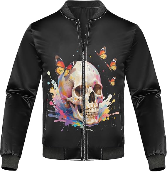 Men's Rain Jacket Lightweight Packable S Sugar Skull