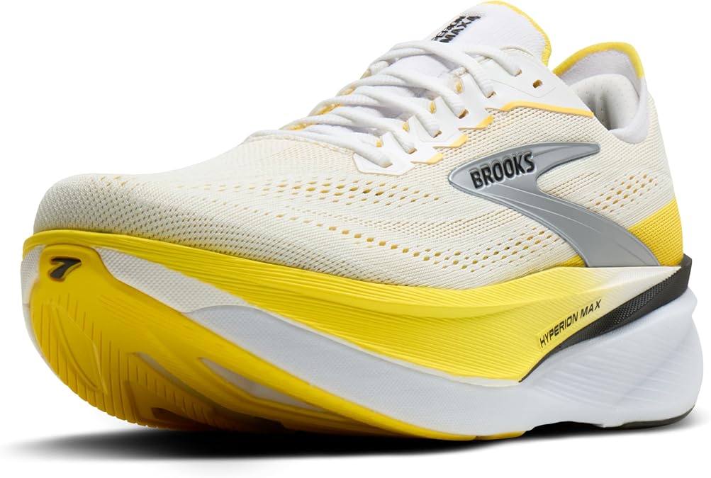 Brooks メンズ Hyperion Max 4 ニュートラル ランニングシューズ, ホワイト/サイバーイエロー/ブラック。, 7