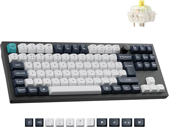 Keychron Q3 Max Wireless Mechanical Keyboard TKL - Hot-Swappable Gateron Banana Early Tactile Switch, 2.4G/Bluetooth, Full Aluminum with RGB Programmable Knob for Mac Windows Linux(UK Layout)- Black