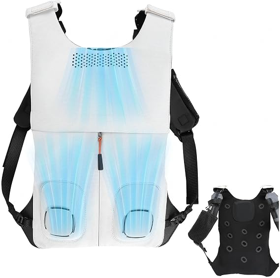 Air Conditioned Jacket with 2 Fans+1Gel Cooling Main Unit, Electric Cooling Vest Lightweight Air Conditioned Jacket for Outdoor, Jobsite, Farms, Traveling, Fishing