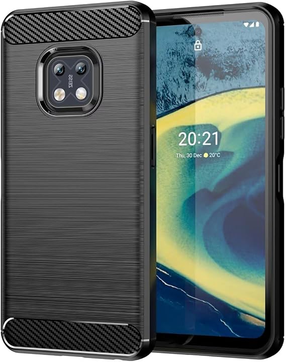 Case for Nokia XR20 Ultra Thin Mobile Phone Case with Shock-Absorbing Carbon Fibre Design Made of TPU Rubber Robust Protective Case for Nokia XR20 Black