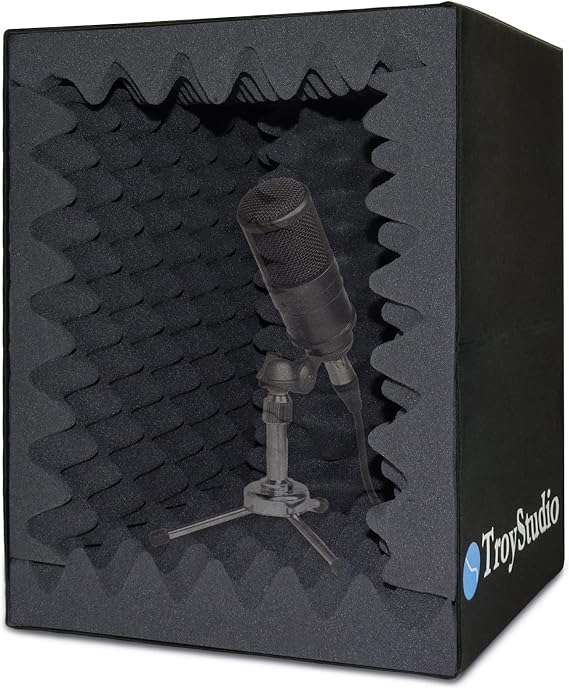 TroyStudio Mic Pop Filter Recording Shield, Portable Microphone Isolation Ball Shield, Vocal Booth, Music Studio Equipment Reflection Windscreen, Sound Foam Box Cover for Home Studio, Singing